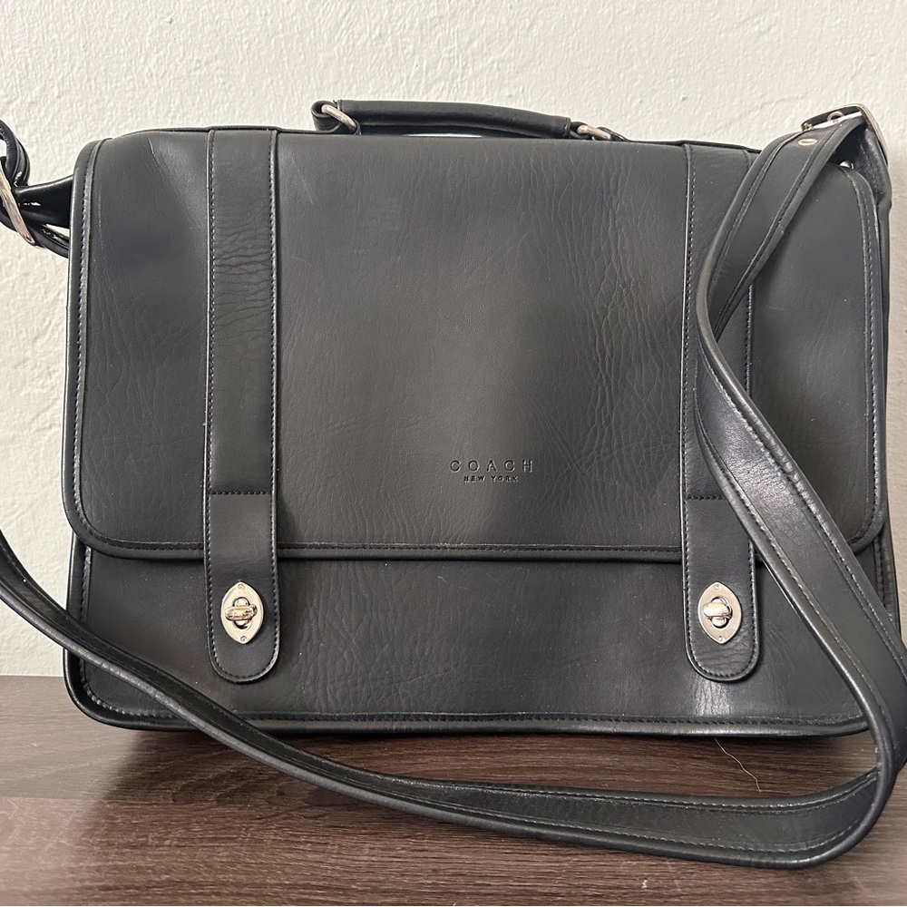 Coach Dark Gray Leather Messenger Bag